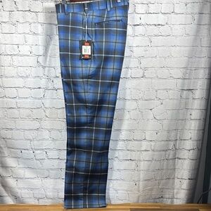 Nike Men's Blue Checkered Slim Golf Pants